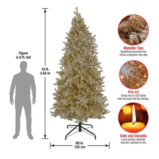 10ft. Pre-Lit Platinum Metallic Evergreen Artificial Christmas Tree {7}