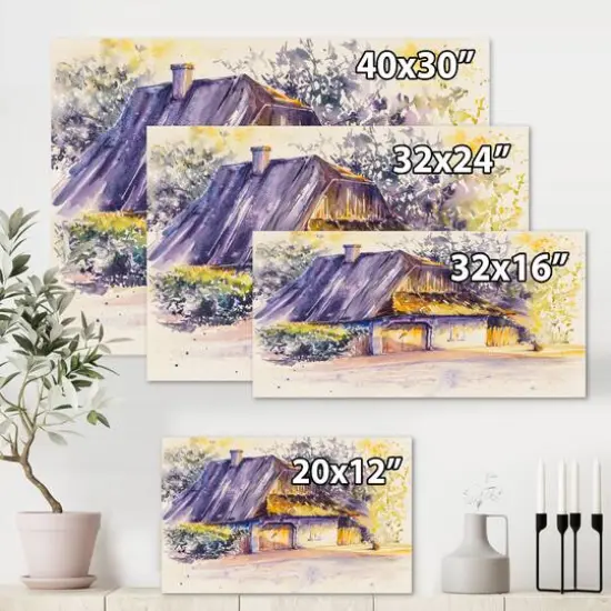 Designart - Old Wooden White House In Country Side Village - Traditional Canvas Wall Art Print {5}