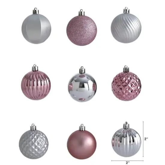 101ct. 2" Pink & Silver Shatterproof Ball Ornaments {3}