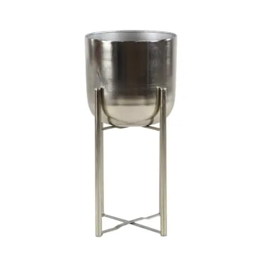 Silver Metal Glam Planter Set {3}