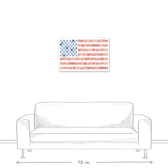 Watercolor Floral Flag Canvas Wall Art {6}