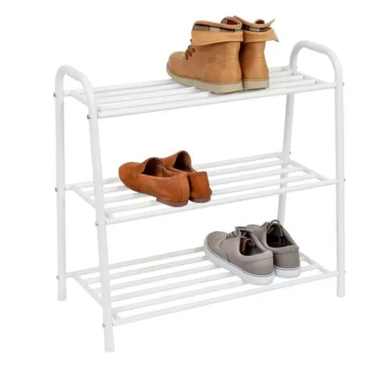 Honey Can Do Matte White 3-Shelf Steel Shoe Rack {4}