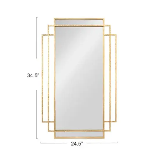 Hello Honey® 34.5" Gold Metal Wall Mirror with Reclaimed Wood Border {4}