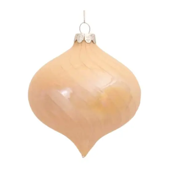 6ct. Peach Iridescent Glass Mixed Ornaments {4}