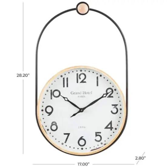 28" Suspended Hanging Wall Clock with Light Brown Woodgrain Frame {5}