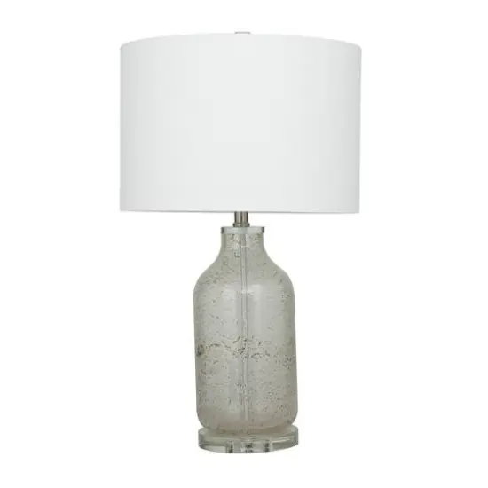 Gray Glass Table Lamp with Drum Shade Set of 2 15", 25" {1}