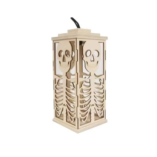 10" DIY LED Skull Wood Lantern D&eacute;cor by Make Market&reg; {4}