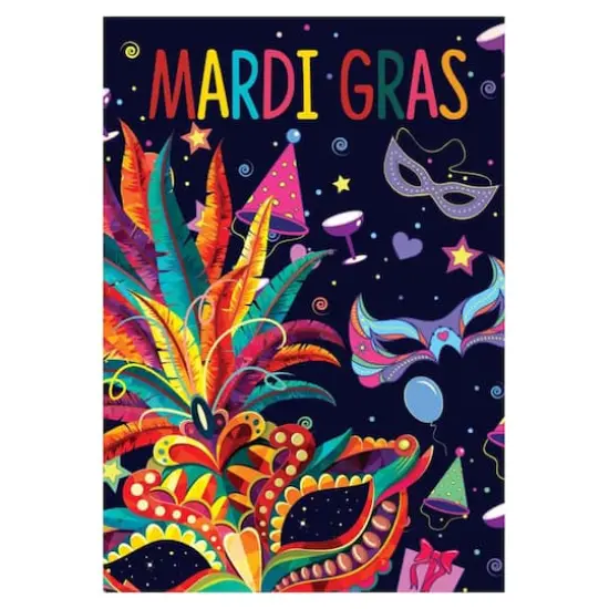 Mardi Gras Feathers and Masks Outdoor House Flag 40" x 28" {1}