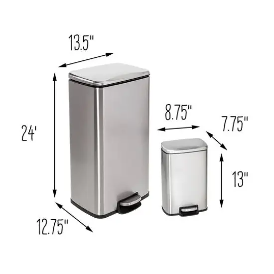 Honey Can Do Stainless Steel Step Trash Cans with Lid Set {13}