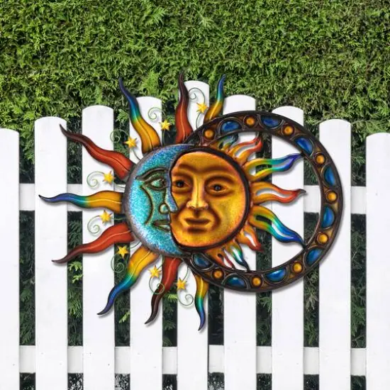Glitzhome&reg; 33.5" Metal Sun & Moon Wall D&eacute;cor {6}