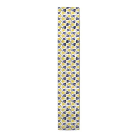 Mid Mod Yellow & Navy Florals Outdoor Table Runner {1}
