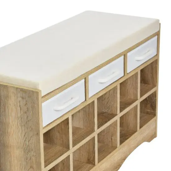 Household Essentials 32" Storage Bench Coastal Oak {7}