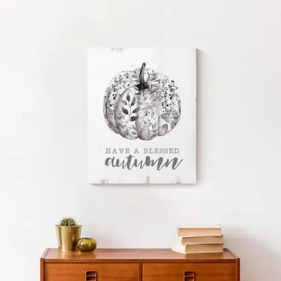 Blessed Floral Pumpkin Canvas Wall Art {5}