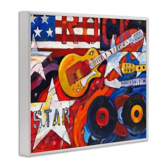 Stupell Industries Rockstar Americana Music Tribute Framed Giclee Art White {4}