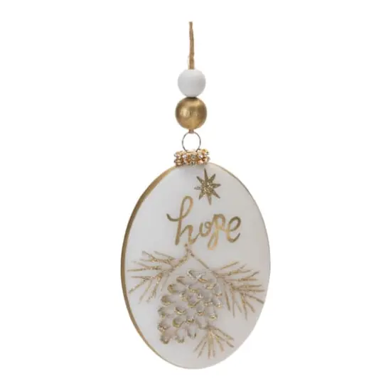 Hope & Joy Glittered Glass with Wood Beads Ornament Set {4}