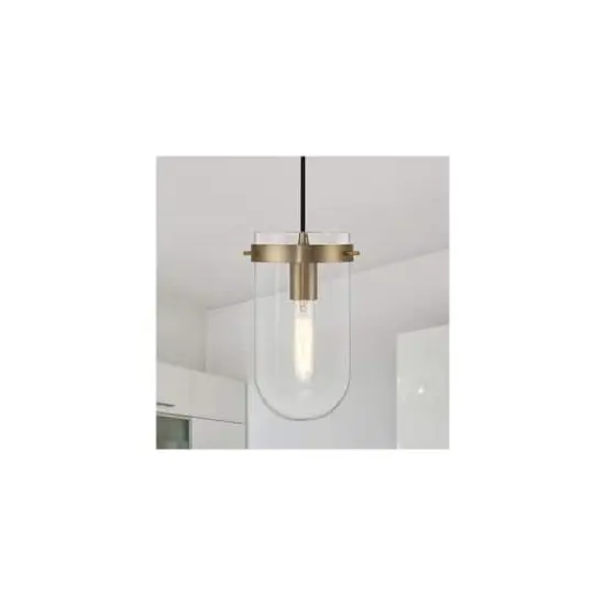 Hello Honey&reg; Atwood Brushed Bronze Modern Minimalist Glass & Metal Ceiling Light {3}