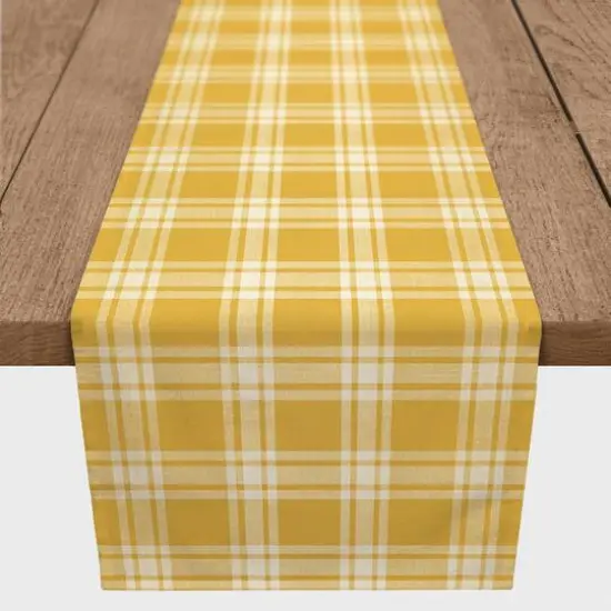 Faded Plaid Indoor/Outdoor Table Runner Yellow {3}