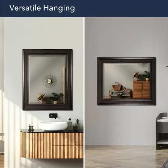 Head West Espresso 28.5" x 34.5" Framed Beveled Accent Vanity Mirror {6}