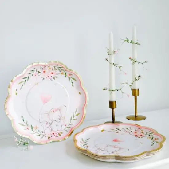 Kate Aspen&reg; 9" Pink Elephant Baby Shower Premium Paper Plates, 16ct. {4}