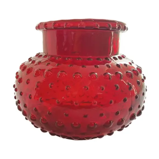 Hello Honey&reg; 5" Red Round Glass Hobnail Vase {1}