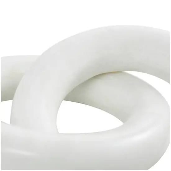 7" White Marble Geometric 2-Link Chain Sculpture {6}