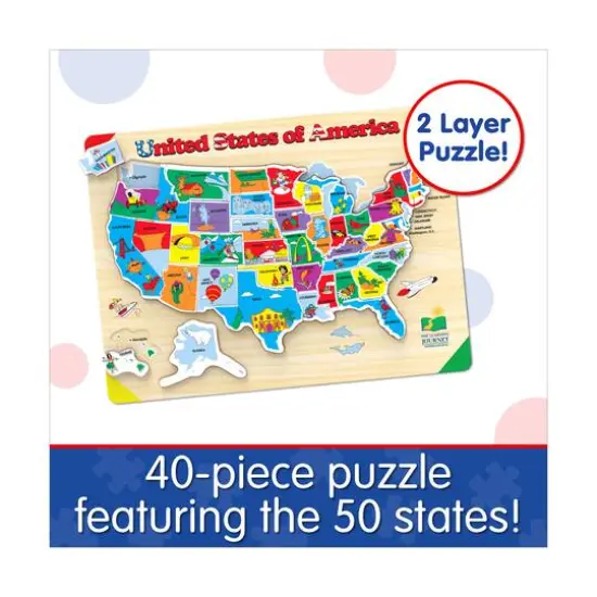 Lift & Learn Puzzle - USA Map: 40 Pcs {6}
