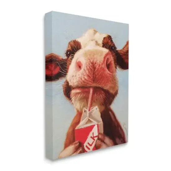 Stupell Industries Baby Cow Drinking Milk Canvas Wall Art {1}