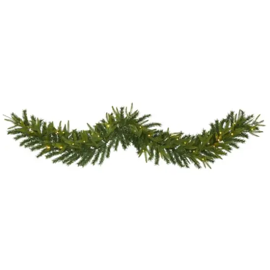 6ft. Pre-Lit Clear LED Green Pine Artificial Christmas Garland {1}