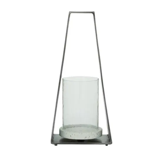 Black Terrazzo Contemporary Candle Holder Lantern, 18" x 8" x 5" {6}