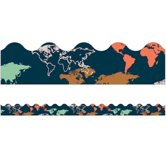 Carson Dellosa&reg; Let's Explore World Map Scalloped Border, 234ft. {3}