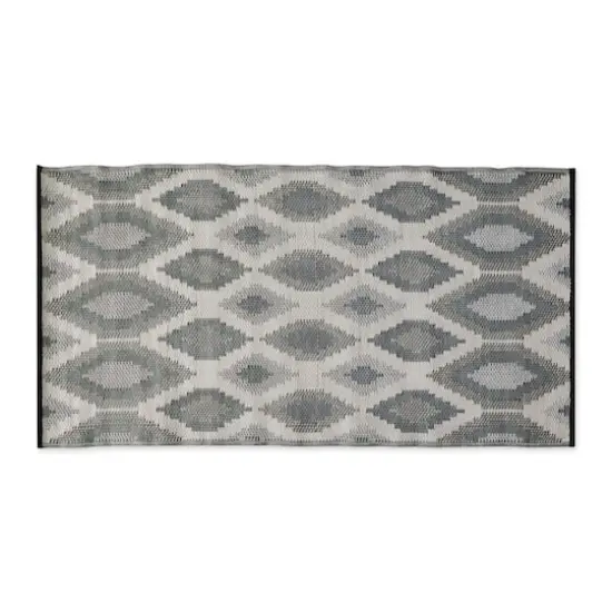 Black and Gray Ikat Outdoor Floor Runner 3ft. x 6ft. {4}