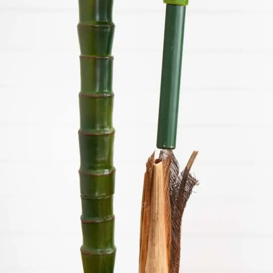 8ft. Potted Green UV Resistant Artificial Double Robellini Palm Tree {4}