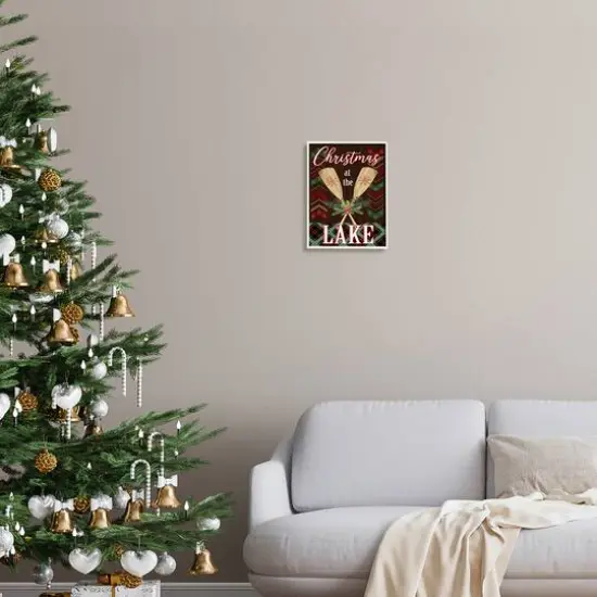 Stupell Industries Christmas At Lake Seasonal Oars Framed Giclee Art White {3}
