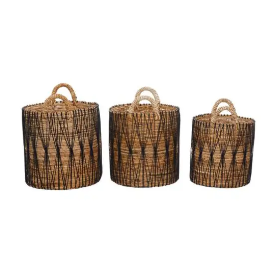 Brown Banana Leaf Storage Basket Set {6}