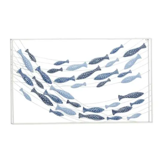 Blue Metal Coastal Wall Decor 24" x 40" x 2" {1}