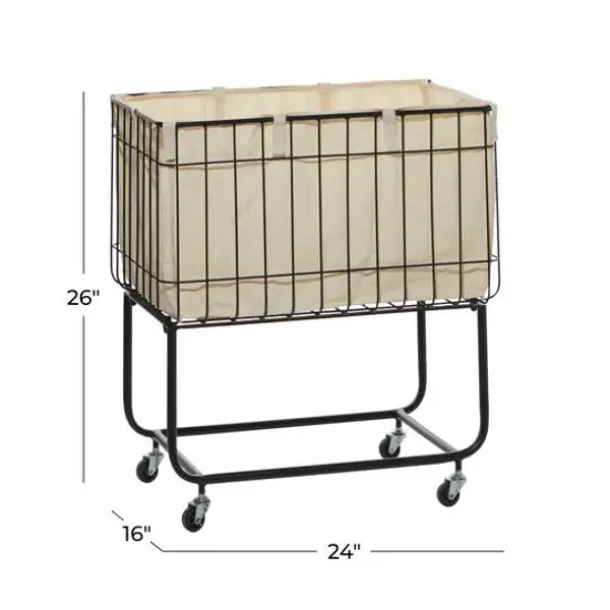 Black Contemporary Metal Storage Cart {6}
