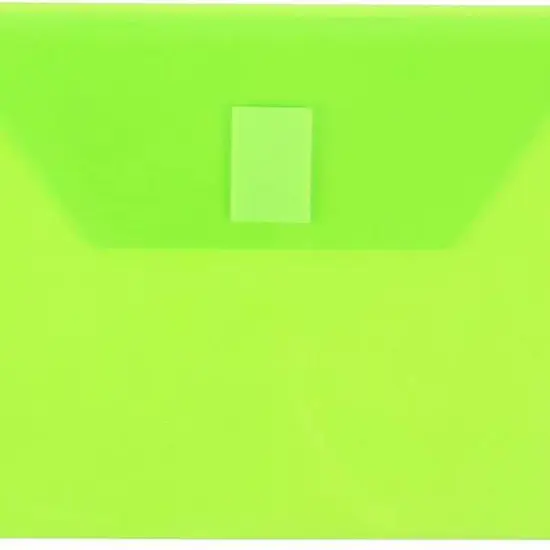 JAM Paper 5.5" x 7.5" Plastic Booklet Envelopes with Hook & Loop Closure, 24ct. Lime Green {4}