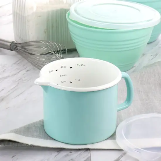 Martha Stewart 6 Cup Turquoise Enamel on Steel Measuring Cup {7}