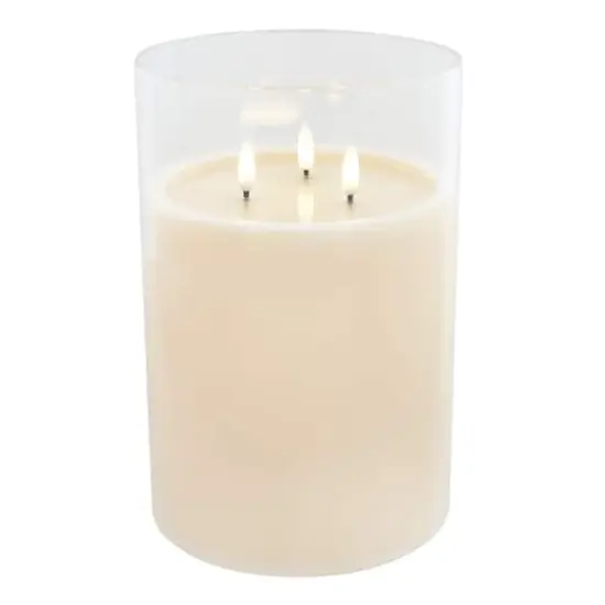 9" LED 3-Wick Flickering Glass & Wax Candle by Ashland® Ivory {3}