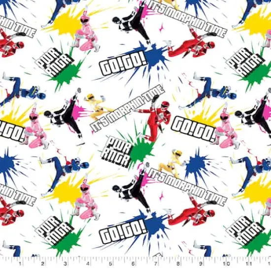 Hasbro Power Rangers Paint Splatter Cotton Fabric {1}