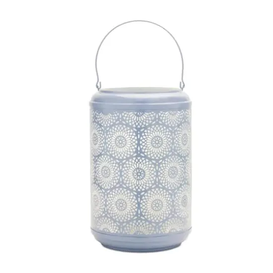 Blue Punched Metal Lantern Candle Holder Set, 11" & 13" {3}