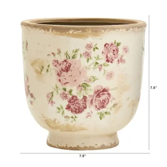7.5" Tuscan Ceramic Floral Print Planter {3}