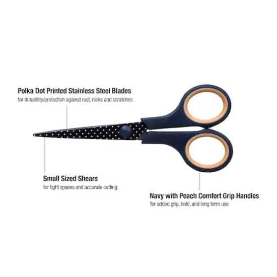 SINGER&reg; Paisley Polka Dot Printed 8.5" Fabric Scissors & 5.5" Detail Craft Scissors Set {5}