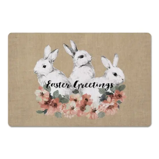 Sketched Bunnies On White 27" x 18" Floor Mat {1}