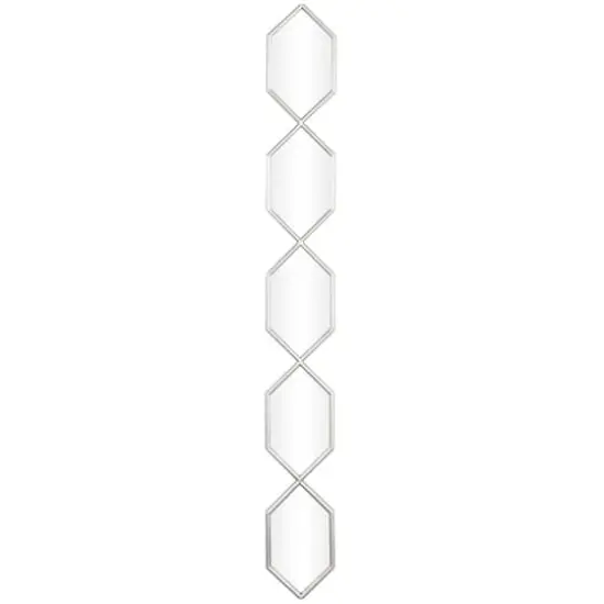 Silver Metal Slim Stacked Chain 5 Layer Wall Mirror with Trellis Pattern 7" x 1" x 59" {1}