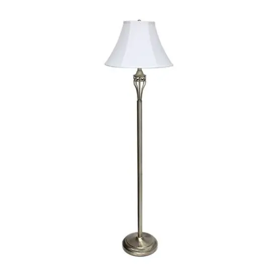 Lalia Home Antique Brass Table and Floor Lamp Set {10}