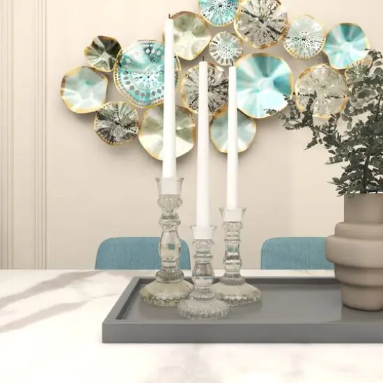 Clear Glass Candle Holder Set {9}