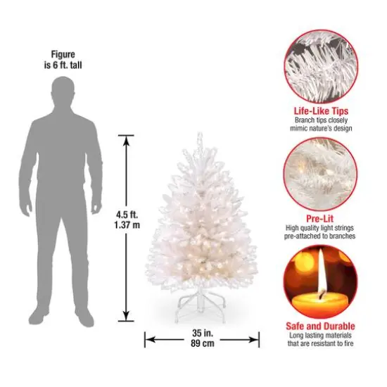 4.5ft. Pre-Lit Dunhill&reg; White Fir Artificial Christmas Tree, Clear Lights {6}