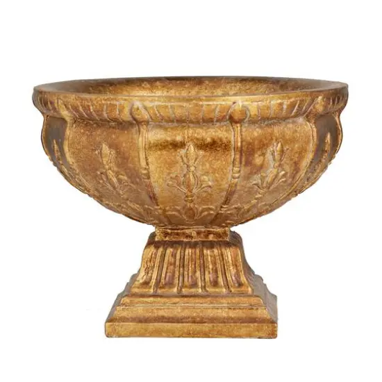 Gold Polystone Traditional Decorative Bowl, 9" x 11" x 11" {6}
