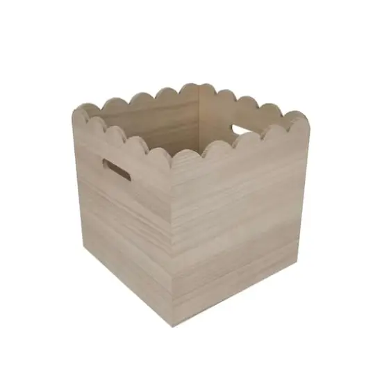 12.5" x 12.5" x 12.5" Scalloped Wood Crate by Make Market&reg; {3}